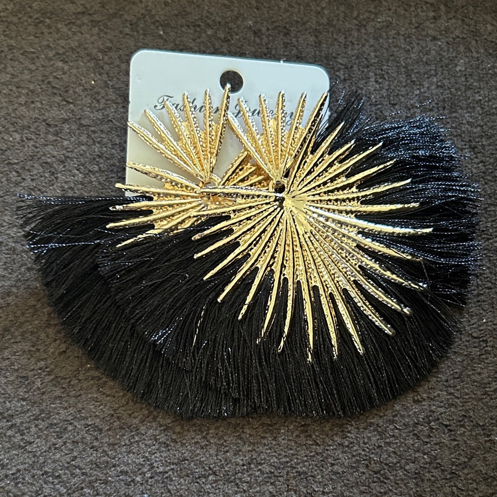 Gold and Black Statement Earrings